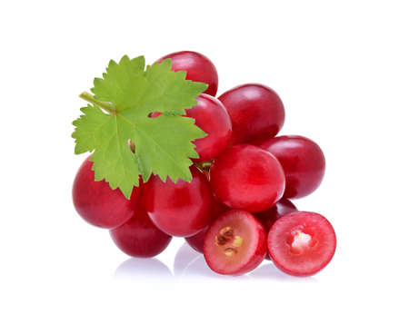 Red grapes isolated on white background.の写真素材