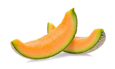 cantaloupe melon isolated on white backgroundの写真素材