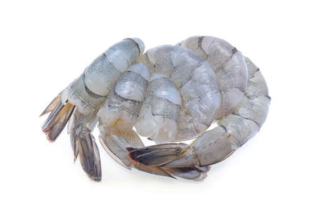 Raw prawns isolated on white backgroundの写真素材