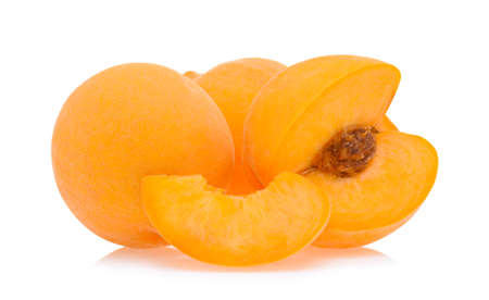 Yellow peach isolated on white background.の写真素材