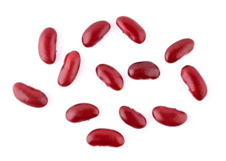Top view of red beans isolated on the white backgroundの写真素材