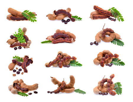 Sweet tamarind isolated on white background. collectionの写真素材