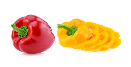 sweet yellow Paprika. Pepper red. Bell pepper isolated on white backgroundの写真素材