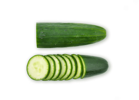 Top view of Cucumber isolated on white backgroundの写真素材