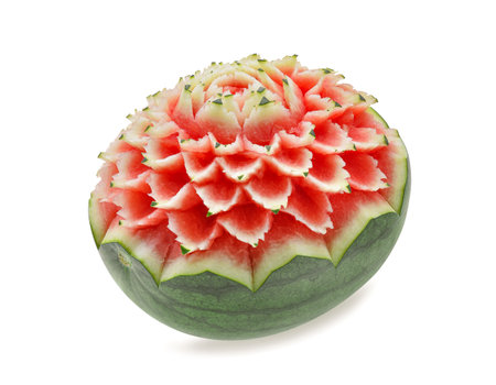 Watermelon carving isolated on white backgroundの写真素材