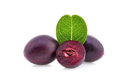 karanda or carunda tropical fruit isolated on white backgroundの写真素材
