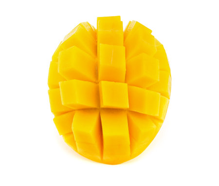mango slice isolated on white backgroundの写真素材