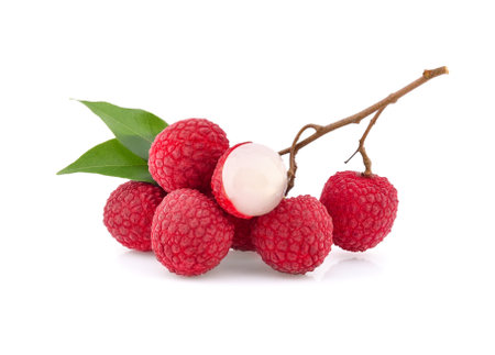 lychee isolated on white backgroundの写真素材