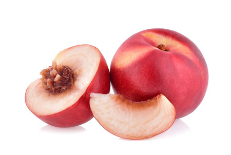 Nectarine fruit isolated on white backgroundの写真素材