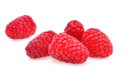 raspberry isolated on white backgroundの写真素材