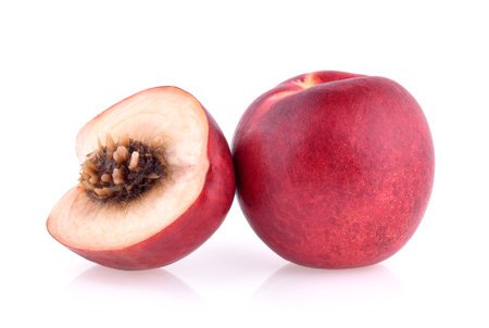 Nectarine fruit isolated on white backgroundの写真素材