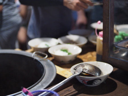 Cooking Thai noodle boat at Bangkok, Thailand. thai boat noodle shop.
