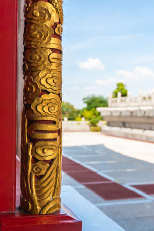 pillar of Chinese temple daylight blue skyの写真素材