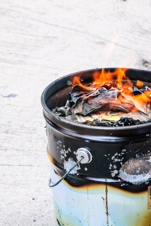 Burn paper in chinese new year
