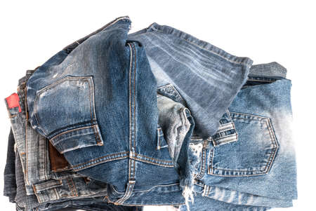 Blue jeans trouser isolated on the white backgroundの写真素材