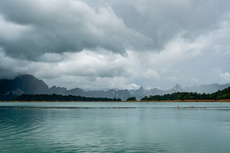 Beautiful mountain view at Cheow Lan Lake, Ratchaprapha Dam, Khao Sok National Park, Surat Thani ,...