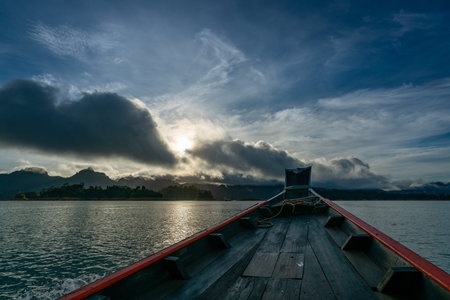 Beautiful mountain view at Cheow Lan Lake, Ratchaprapha Dam, Khao Sok National Park, Surat Thani ,...