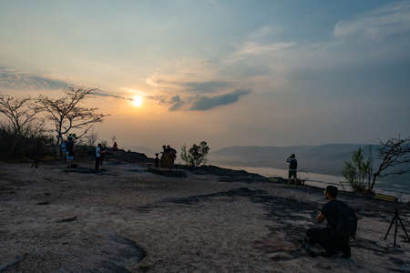 Sunrise at Pha Taem National Park, Ubon Ratchathani, Thailandの写真素材