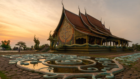 Sunset at Phu Phrao Temple (Wat Sirindhornwararam), Ubon Ratchathani, Thailandのeditorial素材