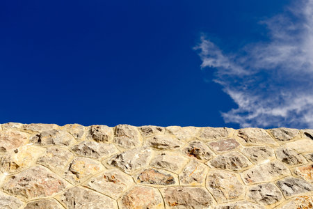 Rock wall under clear blue sky