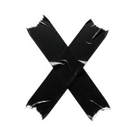 This image features a black X mark isolated on a white background. The X is composed of two intersecting lines with a textured, slightly frayed appearance. The white background makes it suitable for various design applications.の素材