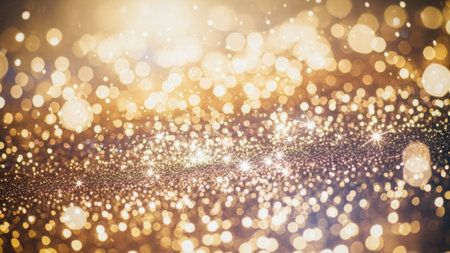A captivating image showcasing a radiant burst of golden sparkles against a dark backdrop, evoking a sense of magic and wonder.の素材