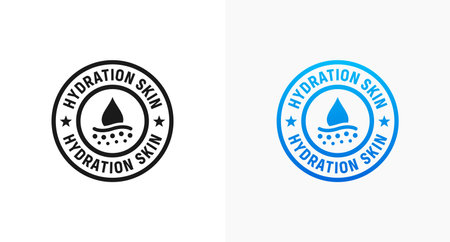 Hydration skin sign or Hydration skin stamp vector isolated in flat style. Best Hydration skin sign vector for product packaging design element. Hydration skin stamp for packaging.のイラスト素材