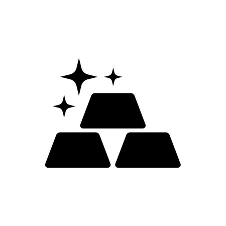 gold bar icon vector or simple gold bar icon isolated on white background. The black gold bar icon is suitable for jewelery symbol or precious metal icon on mobile apps.のイラスト素材