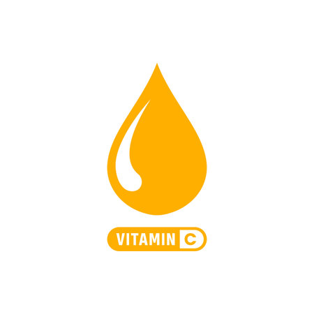 vitamin c icon or vitamin c icons vector on white background. Illustration of vitamin C icon. For design needs related to vitamin C. Such as the ingredients in a product.のイラスト素材