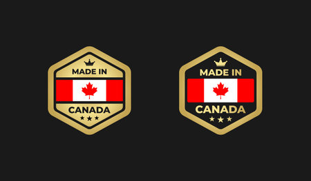 Made In Canada Icon Vector or Made In Canada Label Vector. Elegant design logo made in Canada. Suitable for product labeling needs, which state the original Canadian product.のイラスト素材