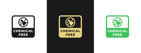 Chemical Free Symbol or Chemical Free Sign Vector Isolated in Flat Style. Best Chemical Free symbol vector for product packaging design element. Chemical Free sign for packaging.のイラスト素材