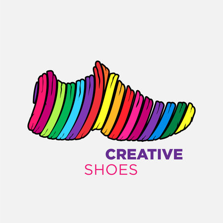 Abstract rainbow shoes for logo or mascotのイラスト素材