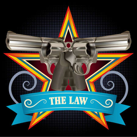 double guns retro swirl styleのイラスト素材