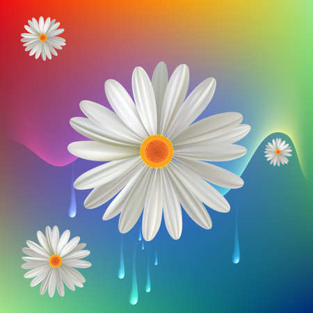 flower trace mesh with colourful backgroundのイラスト素材