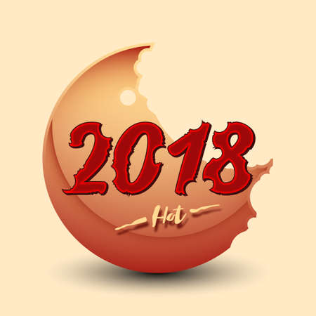 2018 on color background, Vector illustration.のイラスト素材