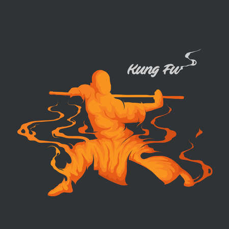 martial art kungfu silhouetteのイラスト素材