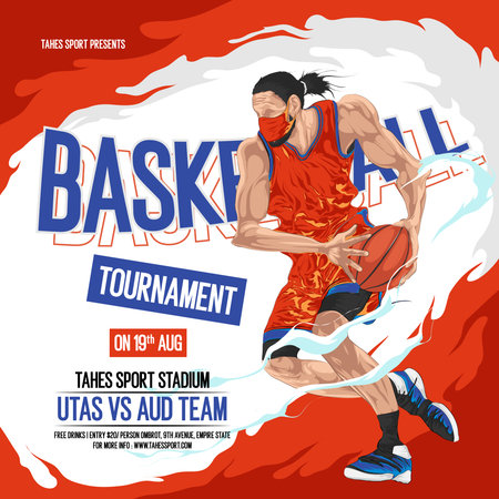 basketball tournament flyer templateのイラスト素材