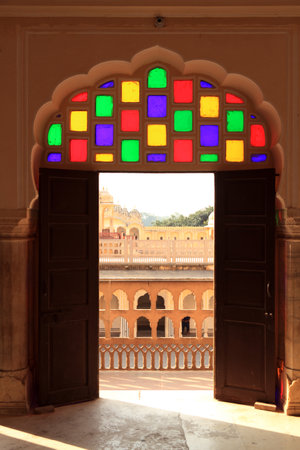 Interior of Hawa Mahal (Wind Palace) in Jaipur, Rajasthan, Indiaのeditorial素材