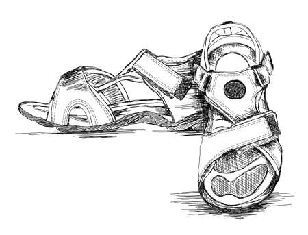 Men's Sandal Footwear Handmade Vector Illustrationのイラスト素材