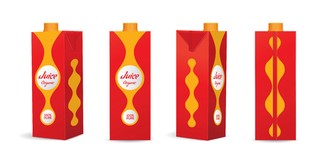 Red Juice Mockup Cartons Vector Illustrationのイラスト素材