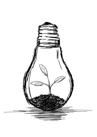 Light Bulb with A Plant Growing - Vector Illustrationのイラスト素材