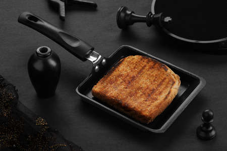 Healthy Food Brown Bread Homemade Sandwich on a Grill Panの写真素材