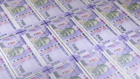 Indian Rupee 100 Currency Note Bundles - 3D Illustration