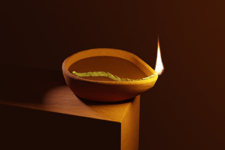 Earthen Clay Handmade Diwali Oil Lamps - 3D Illustration Renderの写真素材