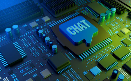 AI Artificial Intelligence Chat Micro Processor Concept - 3D Illustration Rendering