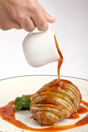 Grill Potato with Sauceの写真素材