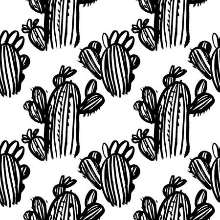 Vector hand-painted seamless pattern with ink brush strokes. Abstract background. Flowers.のイラスト素材