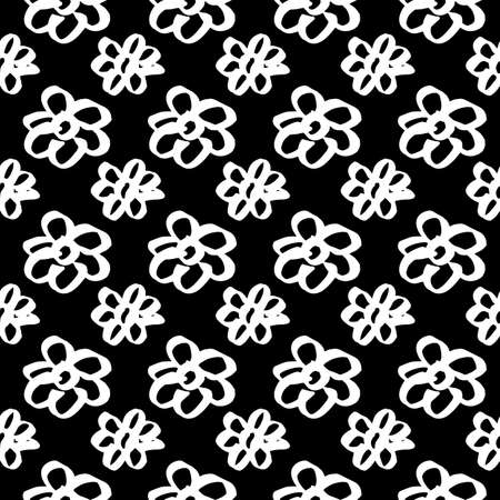 Vector hand-painted seamless pattern with ink brush strokes. Abstract background. Flowers.のイラスト素材