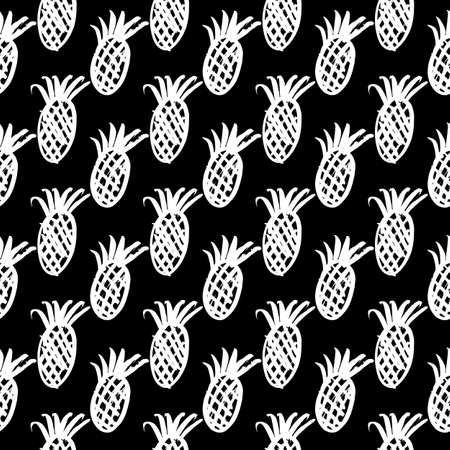 Vector hand-painted seamless pattern with ink brush strokes. Abstract background. Ananas.のイラスト素材