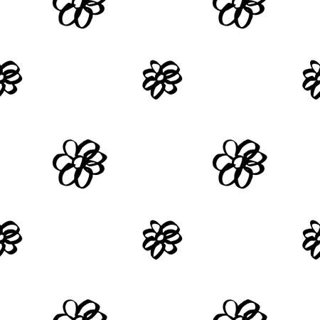 Vector hand-painted seamless pattern with ink brush strokes. Abstract background. Flowers.のイラスト素材